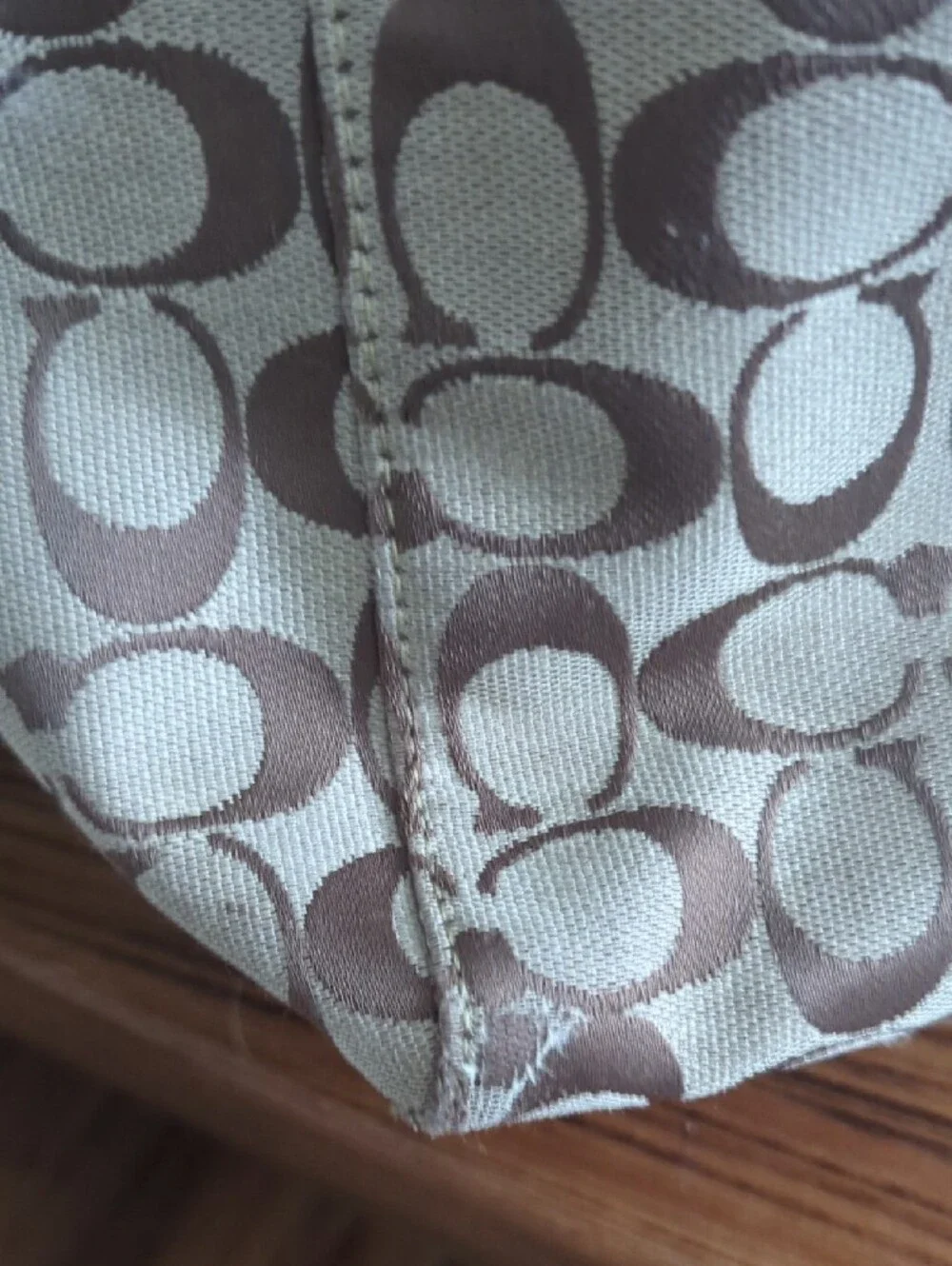 Coach Canvas Tote in Khaki and Rose
